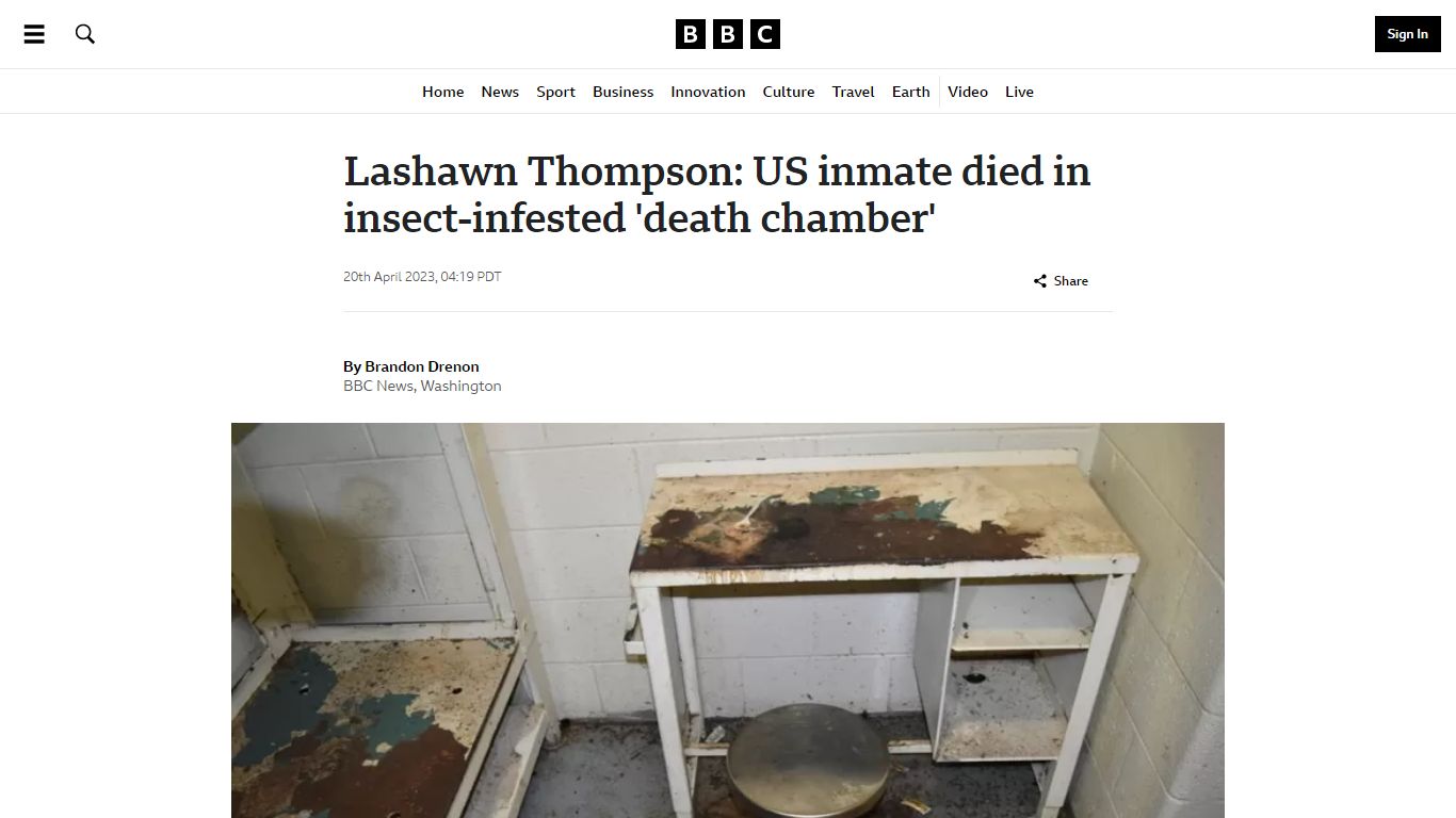 Lashawn Thompson: US inmate died in insect-infested 'death chamber' - BBC